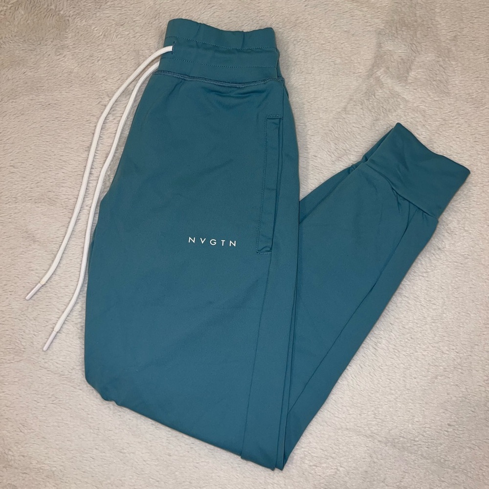 NVGTN Steel Blue High Waisted Joggers